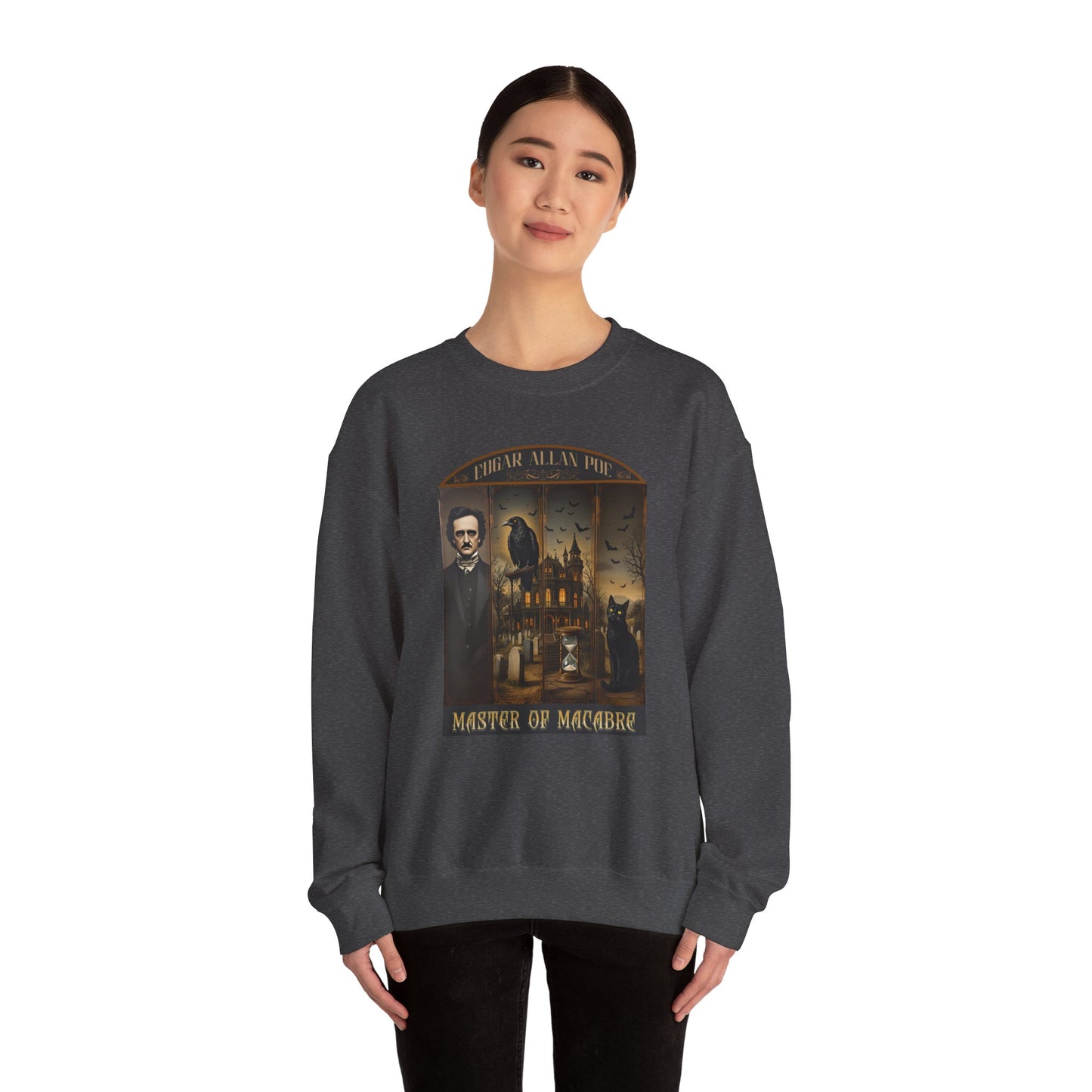 Edgar Allan Poe Sweatshirt The Raven Nevermore Gothic Horror Sweater Dark Academia Macabre Halloween Gift for Book Lovers Birthday Christmas