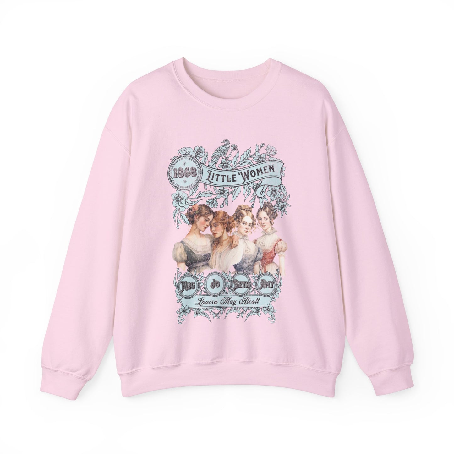 Little Women Sweatshirt, Louisa May Alcott Historical Romance Sweater, Bookish Literary Fan Art Gift, Gift for Her, Bookclub Crewneck Shirt Sweatshirt Printify S Light Pink