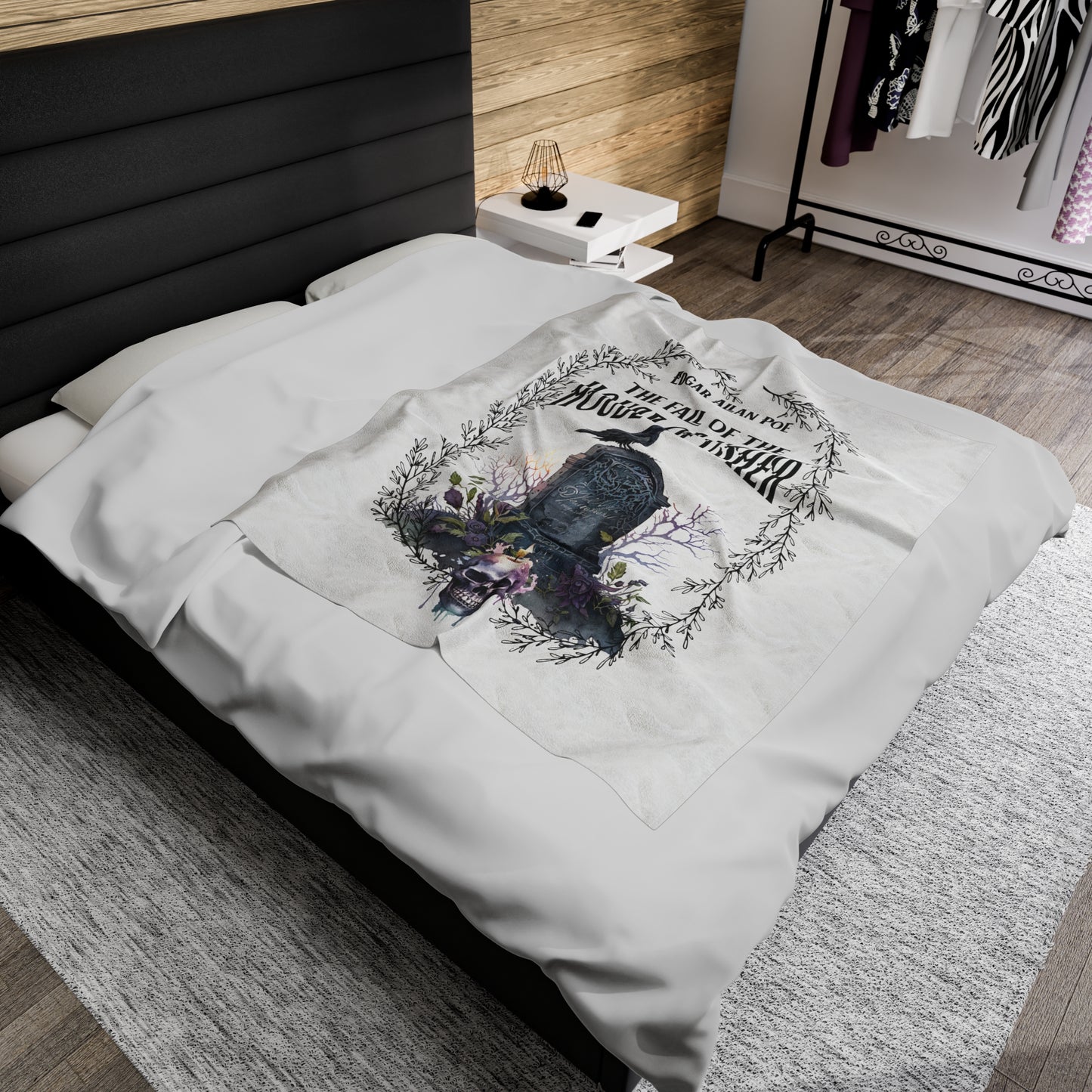 Edgar Allan Poe, The Fall Of The House Of Usher Throw Blanket, Book Lover Reading Blanket, Gothic Dark Academia, Horror Movie Watching Plush All Over Prints Printify