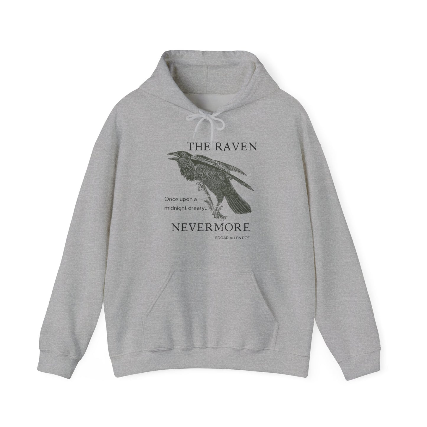 Halloween Vintage The Raven Hoodie, Spooky Season Sweater, Trick or Treating Shirt, Halloween Party Top, Edgar Allen Poe, Nevermore, Gothic Hoodie Printify Sport Grey S