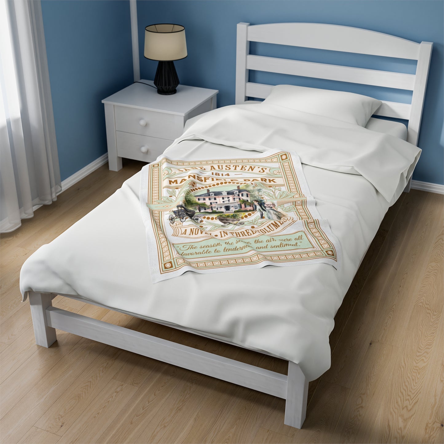 Jane Austen Plush Throw Blanket, Mansfield Park Historical Romance Gift, Bookish Literary Jane Austen Fan Art Gift, Gift for Her, Bookclub All Over Prints Printify