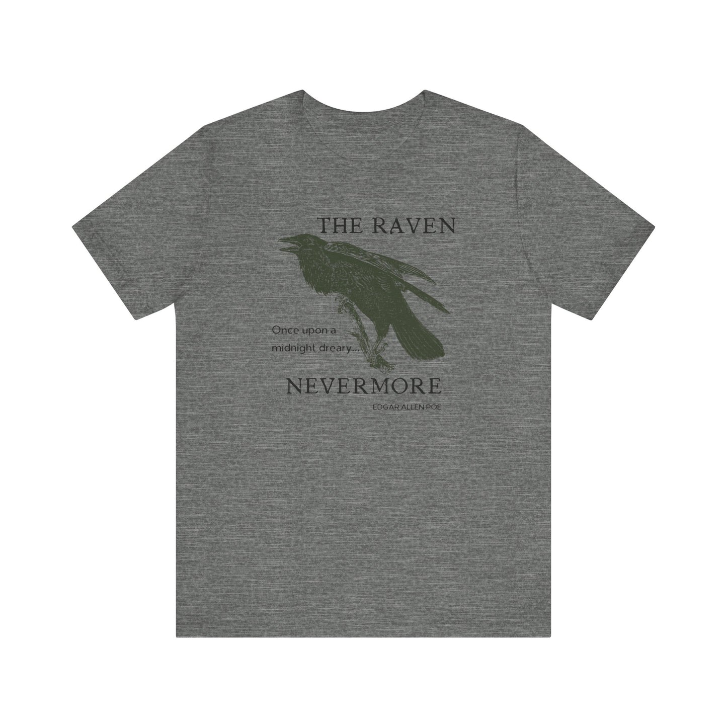 Halloween Vintage The Raven TShirt, Spooky Season Tee, Trick or Treating Shirt, Halloween Party T-Shirt, Edgar Allen Poe, Nevermore, Gothic T-Shirt Printify Deep Heather XS