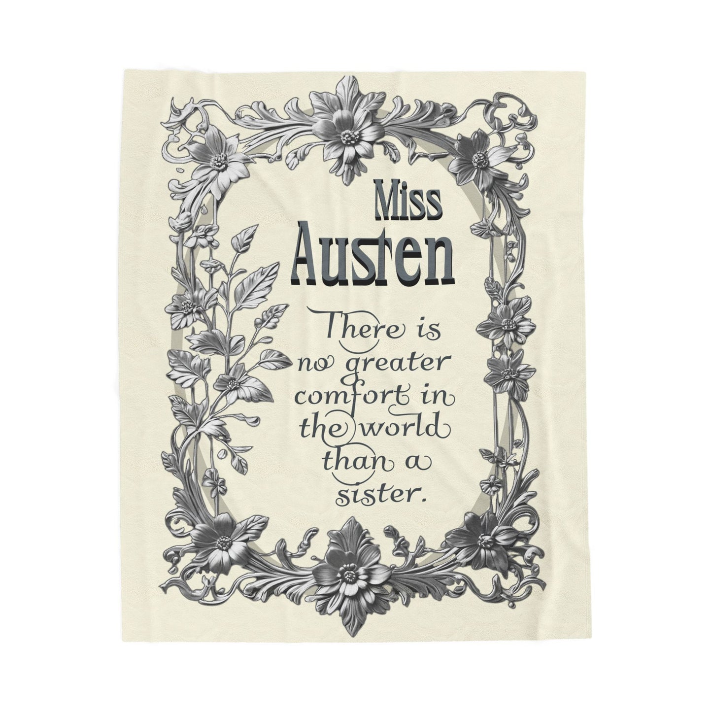 Jane Austen Quote Cozy Literary Velveteen Blanket - Perfect for Book Lovers, Gifts for Sisters, Home Decor, Reading Nook, Cozy Nights All Over Prints Printify 50" × 60"