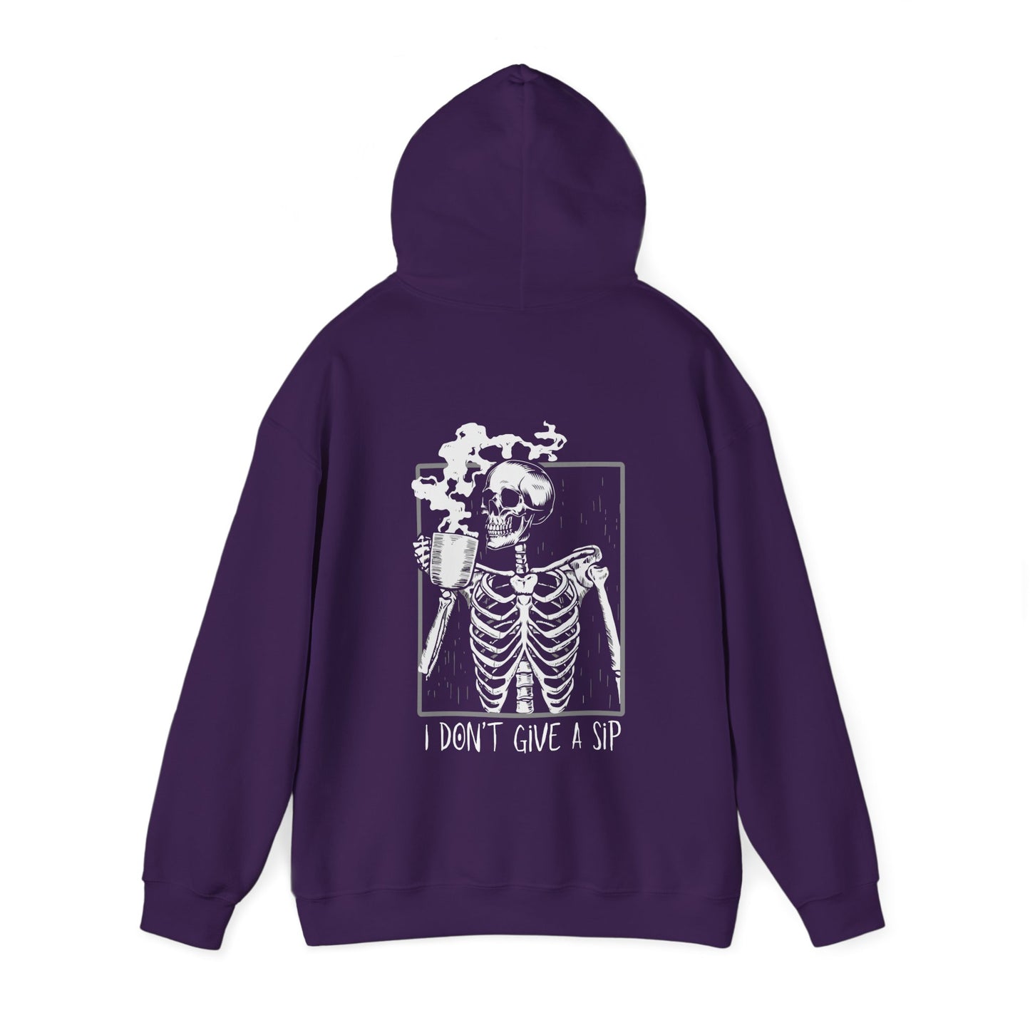 Halloween Skeleton Hoodie, Funny Coffee Drinking Skeleton, Spooky Season Sweater, Trick or Treating Shirt, Warm Halloween Party Hoodie Hoodie Printify