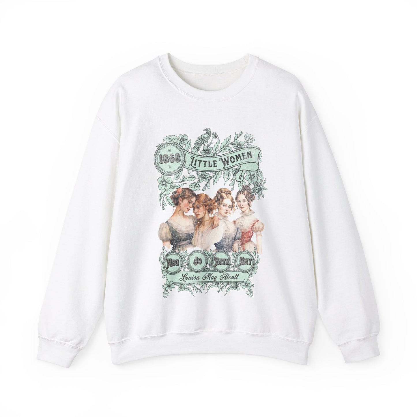 Little Women Sweatshirt, Louisa May Alcott Historical Romance Sweater, Bookish Literary Fan Art Gift, Gift for Her, Bookclub Crewneck Shirt Sweatshirt Printify S White