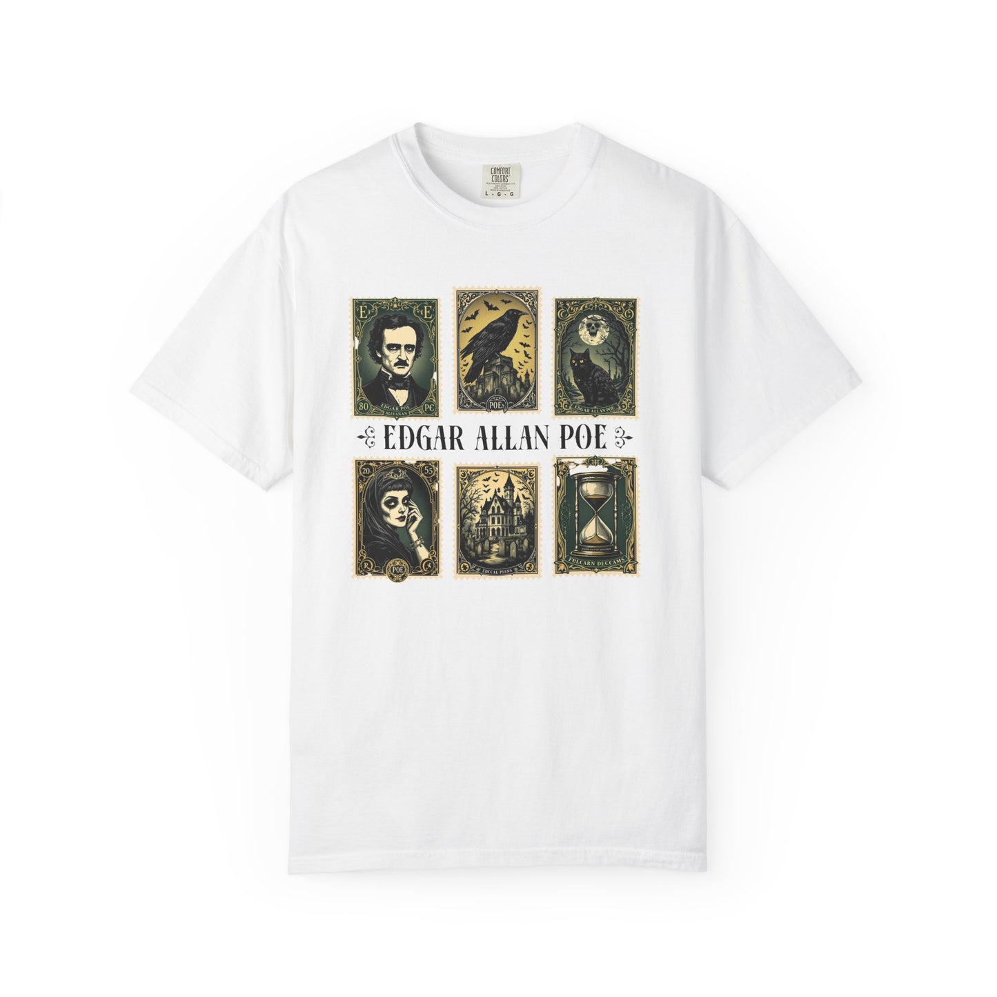 Edgar Allan Poe T-Shirt Gothic Graphic Tee The Raven Nevermore Quote Horror Literature Shirt Dark Academia Aesthetic Halloween Party Gift T-Shirt Printify White S