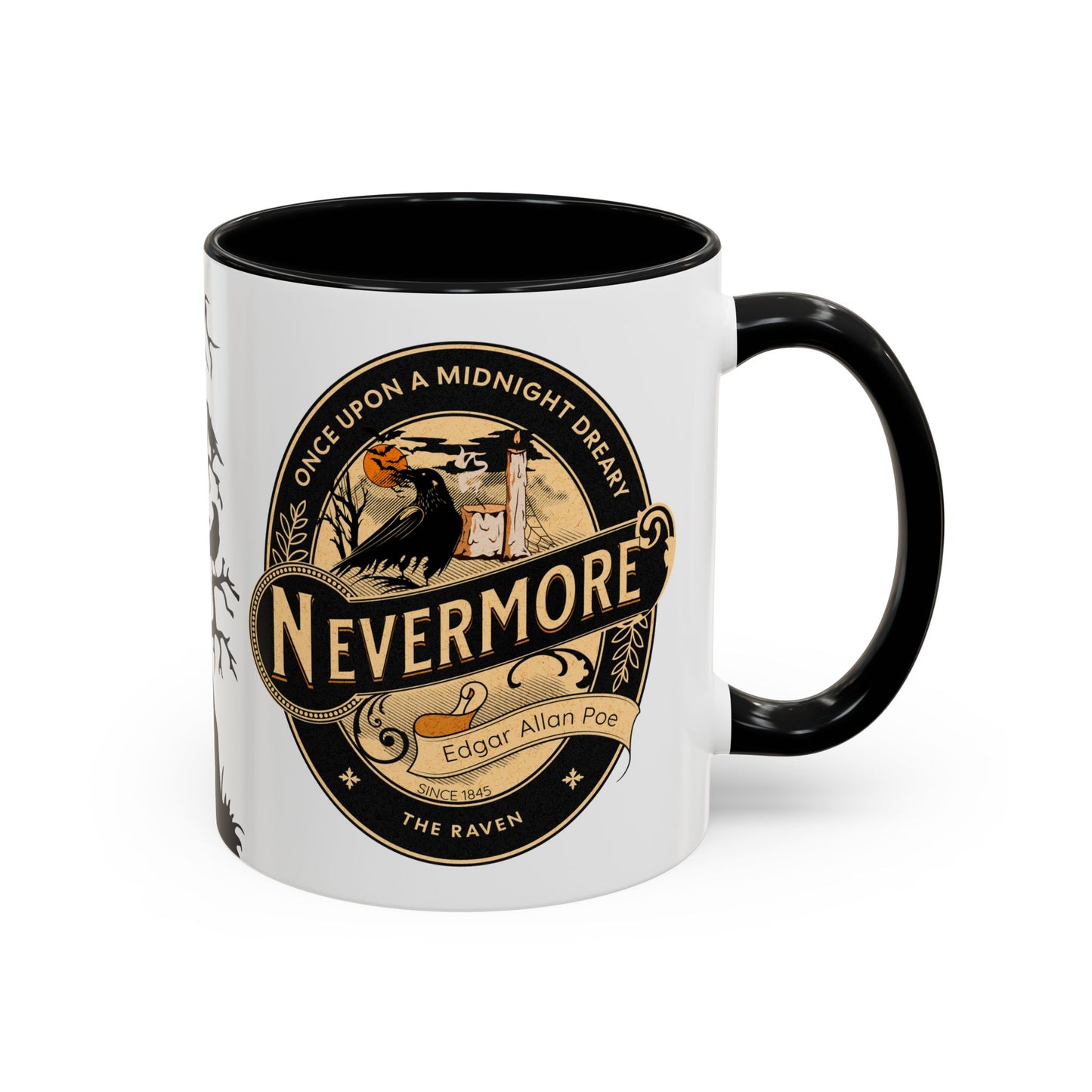 Edgar Allan Poe Coffee Mug, The Raven, Spooky Halloween Coffee, Tea Mug, Haunting Horror Movie Gift for Halloween, Dark Academia, Book Lover Mug Printify