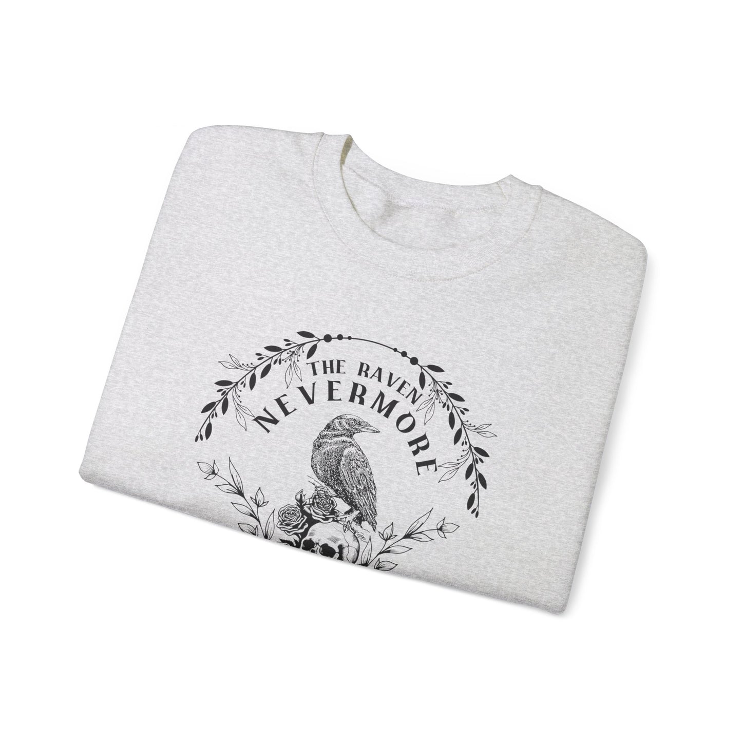Edgar Allan Poe, Nevermore The Raven Sweatshirt, Book Lover, Halloween, Haunting Gothic Gift, Light, Dark Academia, Horror Movie Sweater Sweatshirt Printify
