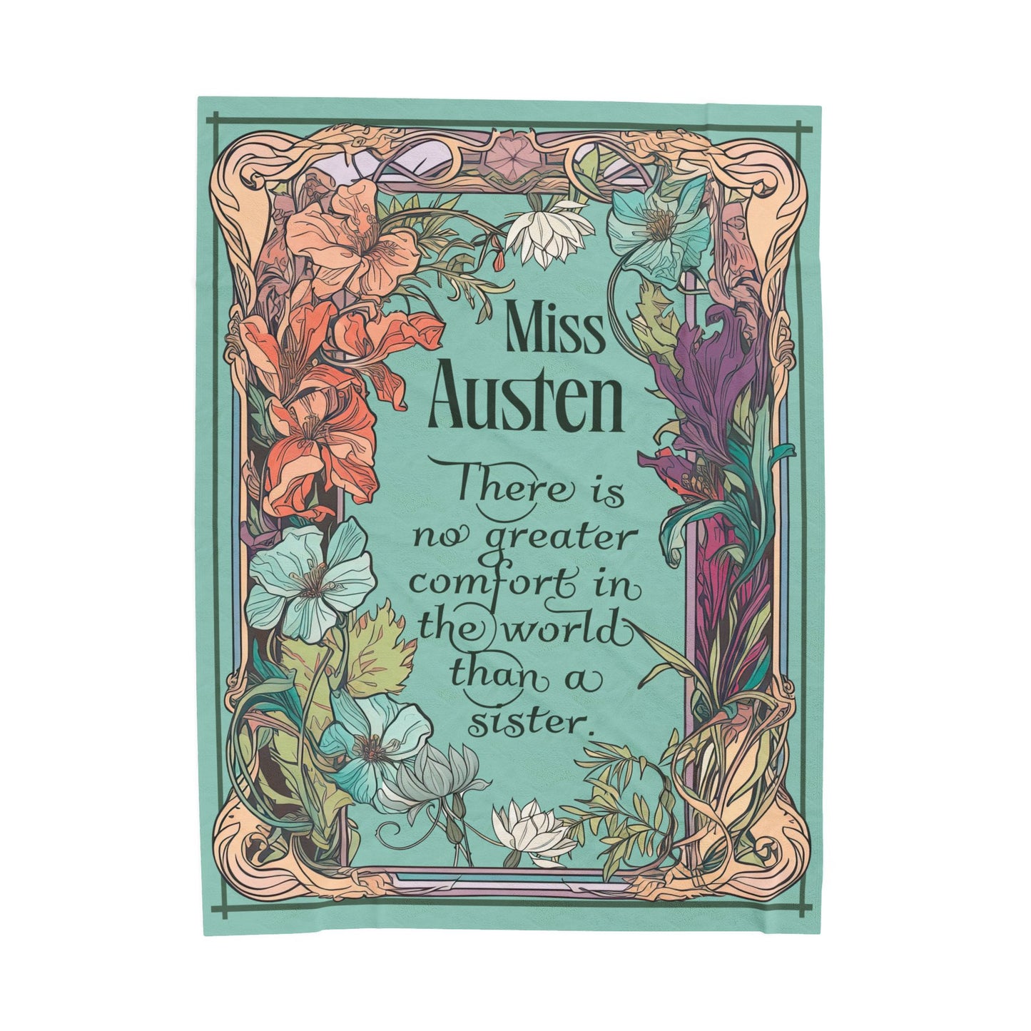 Jane Austen Quote Cozy Literary Velveteen Blanket - Perfect for Book Lovers, Gifts for Sisters, Home Decor, Reading Nook, Cozy Nights All Over Prints Printify 60" × 80"