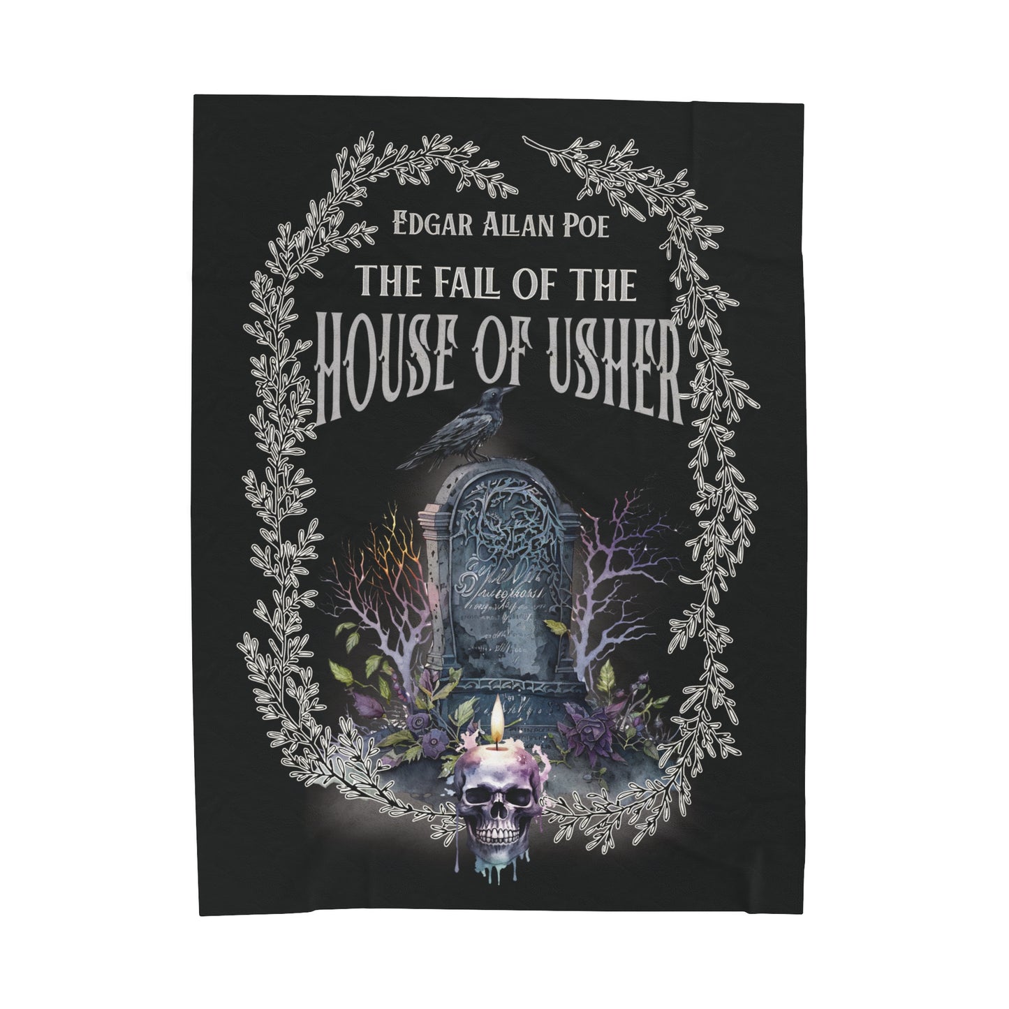 Edgar Allan Poe, The Fall Of The House Of Usher Throw Blanket, Book Lover Reading Blanket, Gothic Dark Academia, Horror Movie Watching Plush All Over Prints Printify 60" × 80"