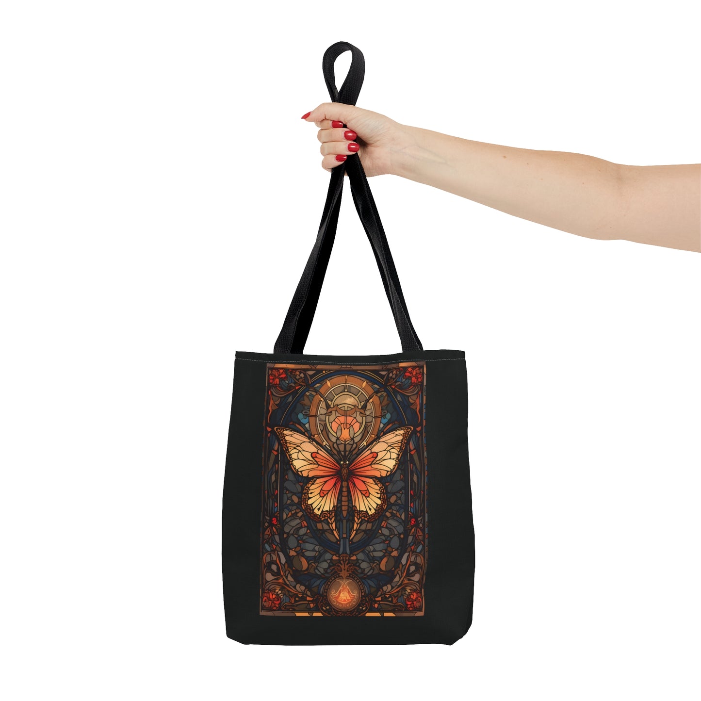 Stained Glass Butterfly Tote Bag, Pretty Tarot Card Shoulder Bag, Book, Library, Grocery, Travel Bag, Dark Academia, Bookish Bookclub Gift, Bags Printify