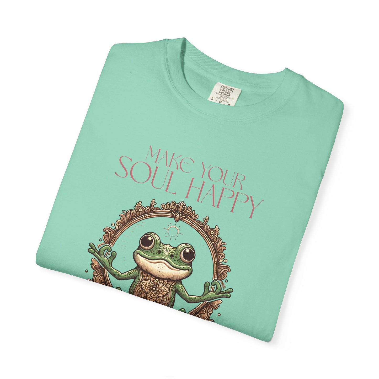 Pink Yoga Frog Make Your Soul Happy Unisex T-Shirt, Casual Wear, Highlander Fan Gift, T-Shirt Printify