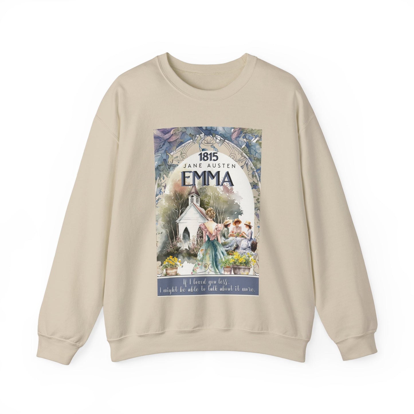 Jane Austen Sweatshirt, Emma Historical Romance Sweater, Bookish Literary Jane Austen Fan Art Gift, Gift for Her, Bookclub Shirt Sweatshirt Printify S Sand