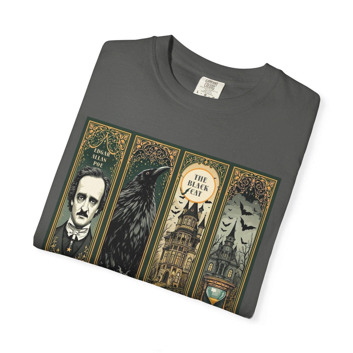 Edgar Allan Poe T-Shirt Gothic Graphic Tee The Raven Nevermore Quote Horror Literature Shirt Dark Academia Aesthetic Halloween Party Gift