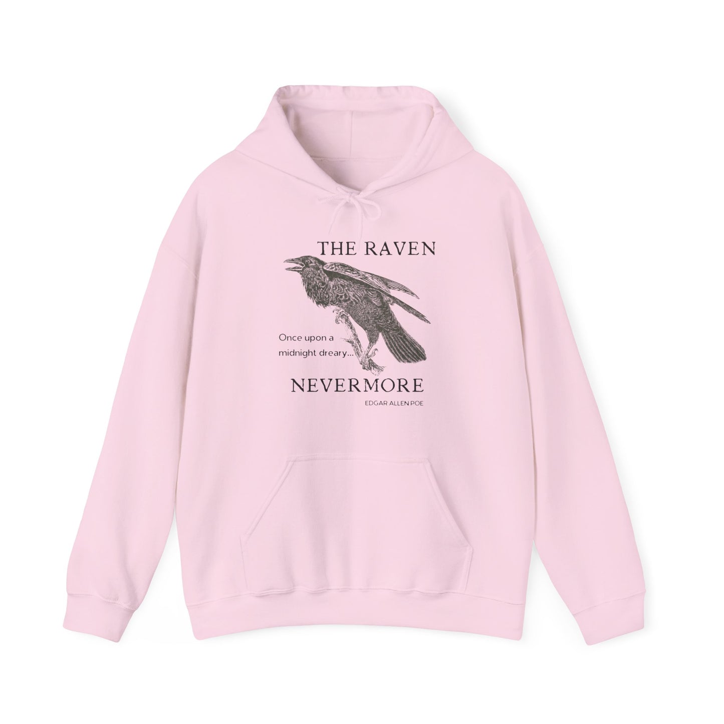 Halloween Vintage The Raven Hoodie, Spooky Season Sweater, Trick or Treating Shirt, Halloween Party Top, Edgar Allen Poe, Nevermore, Gothic Hoodie Printify Light Pink S