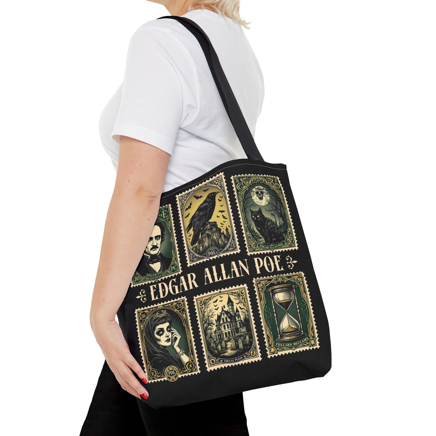 Edgar Allan Poe Tote Bag Gothic Literary Gift for Book Lover Dark Academia Macabre Accessory Halloween Tote Fall School Bag for Poetember Bags Printify
