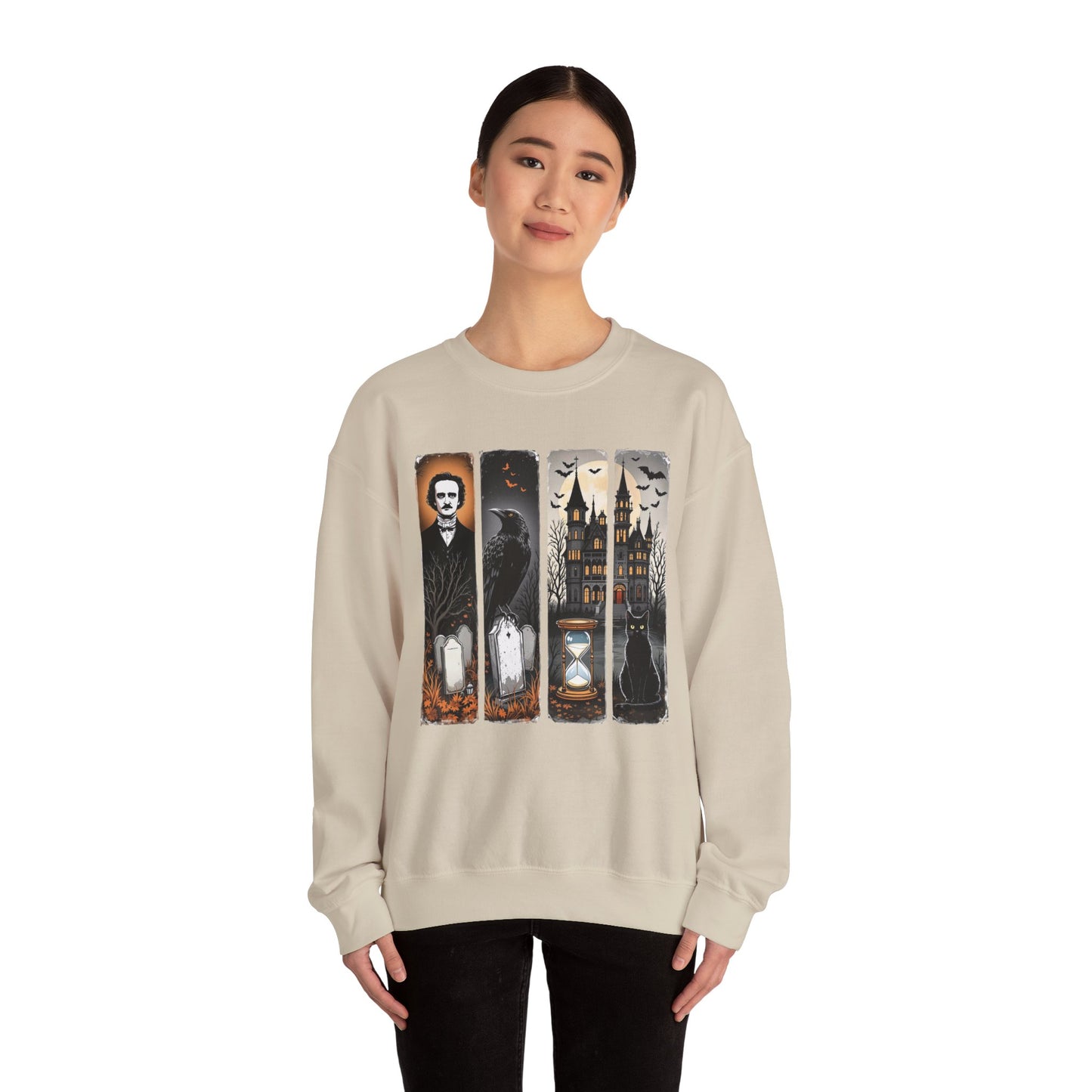 Edgar Allan Poe Sweatshirt The Raven Nevermore Gothic Horror Sweater Dark Academia Macabre Halloween Gift for Book Lovers Birthday Christmas Sweatshirt Printify