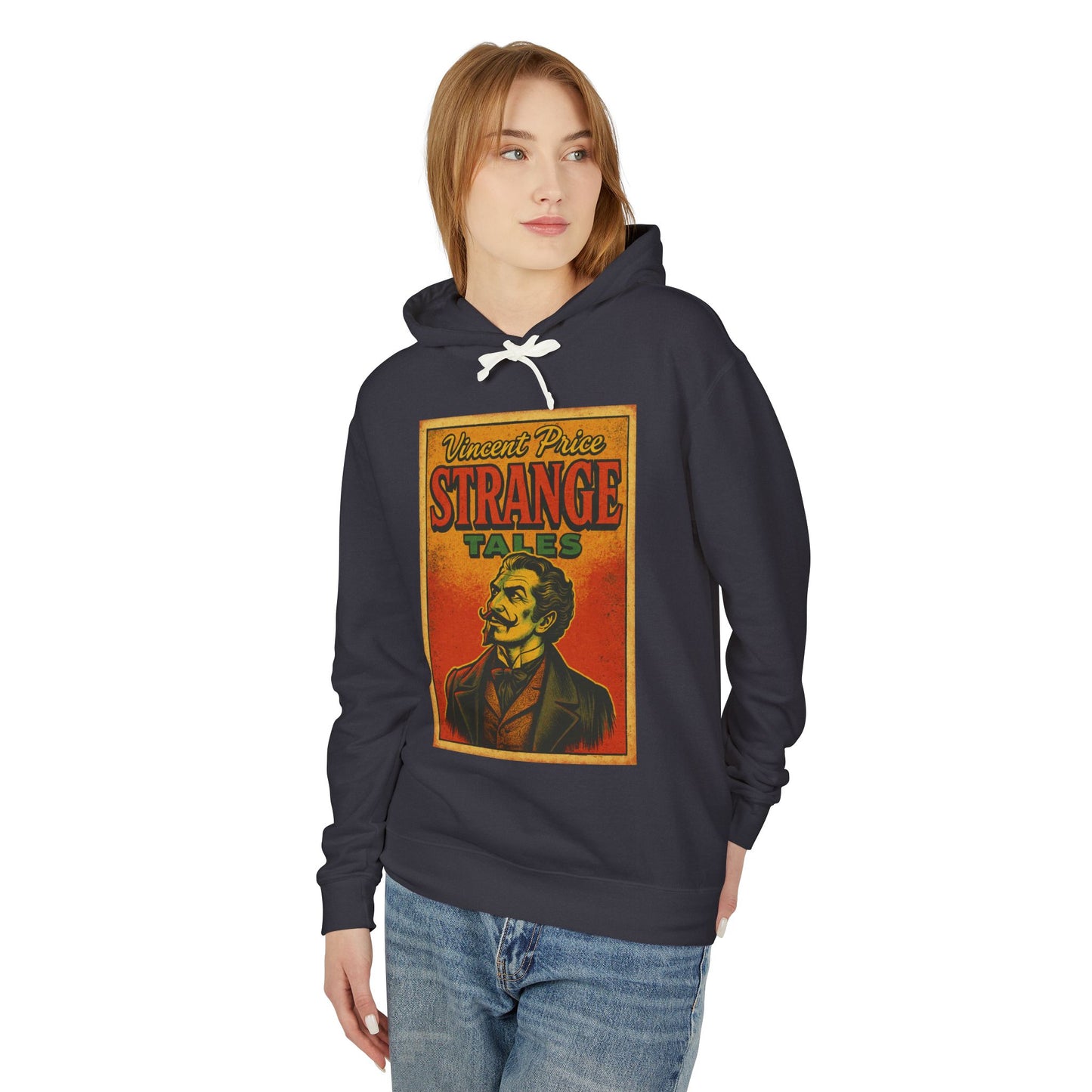 Vincent Price Vintage Strange Tales Hoodie, Unisex Lightweight Sweatshirt, Retro Graphic Outerwear, Gift for Readers, Fall Fashion Hoodie Printify