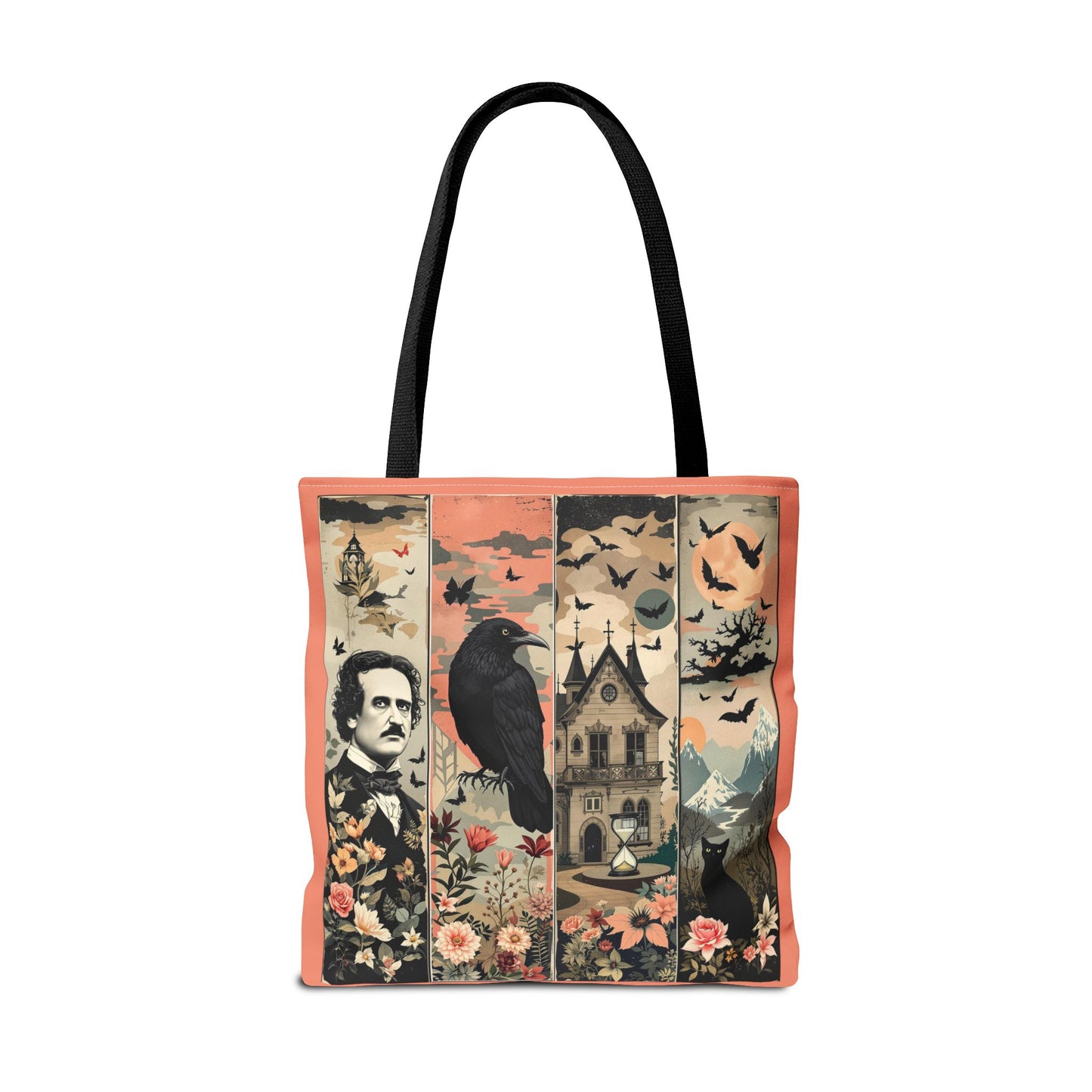 Edgar Allan Poe Tote Bag Gothic Literary Gift for Book Lover Dark Academia Macabre Accessory Halloween Tote Fall School Bag for Poetember Bags Printify