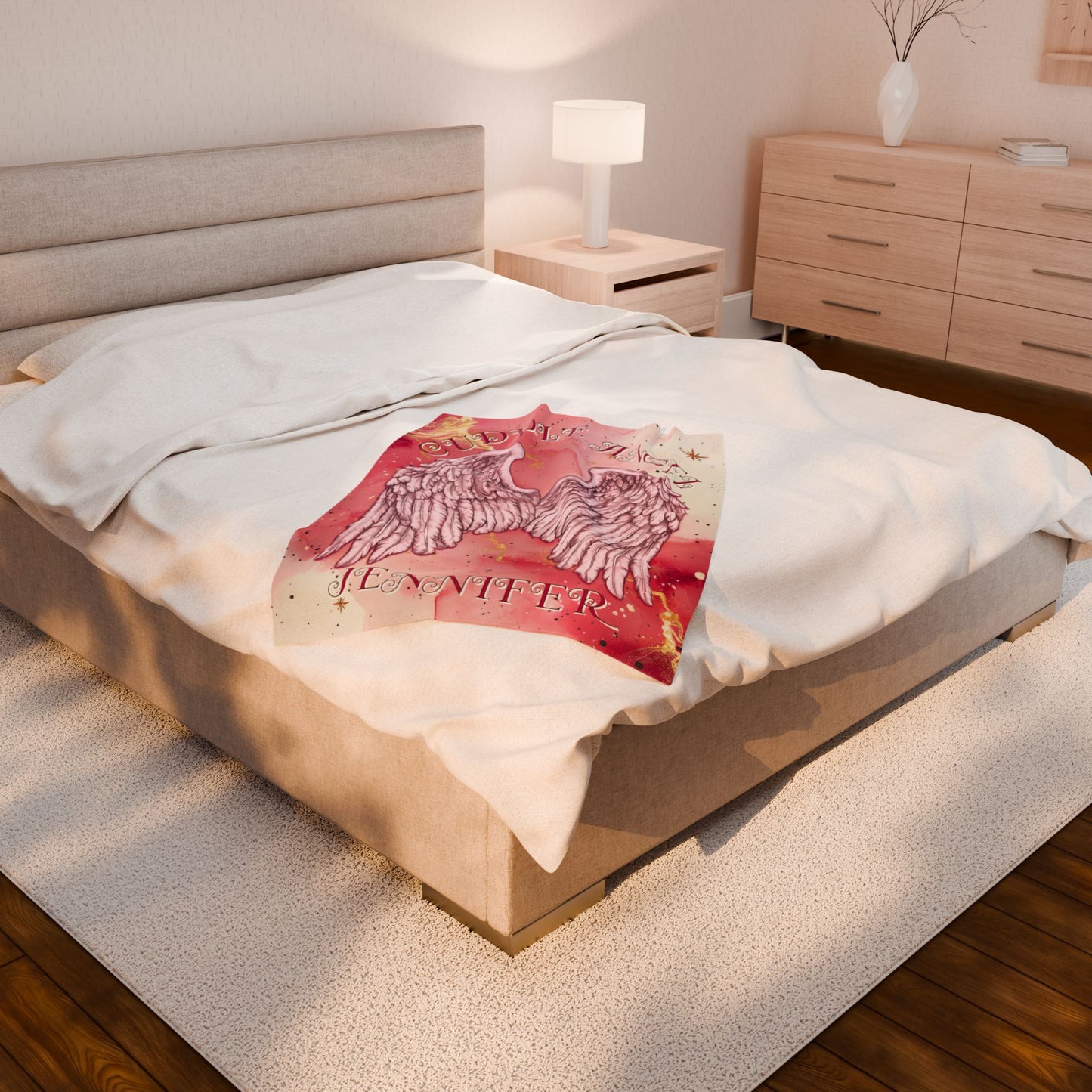 Custom Angel Wings Cuddle Plush Blanket Cozy Throw for Spiritual Gift for Birthday Christmas Gift for Mom or Best Girl Friends Angelic Love All Over Prints Printify