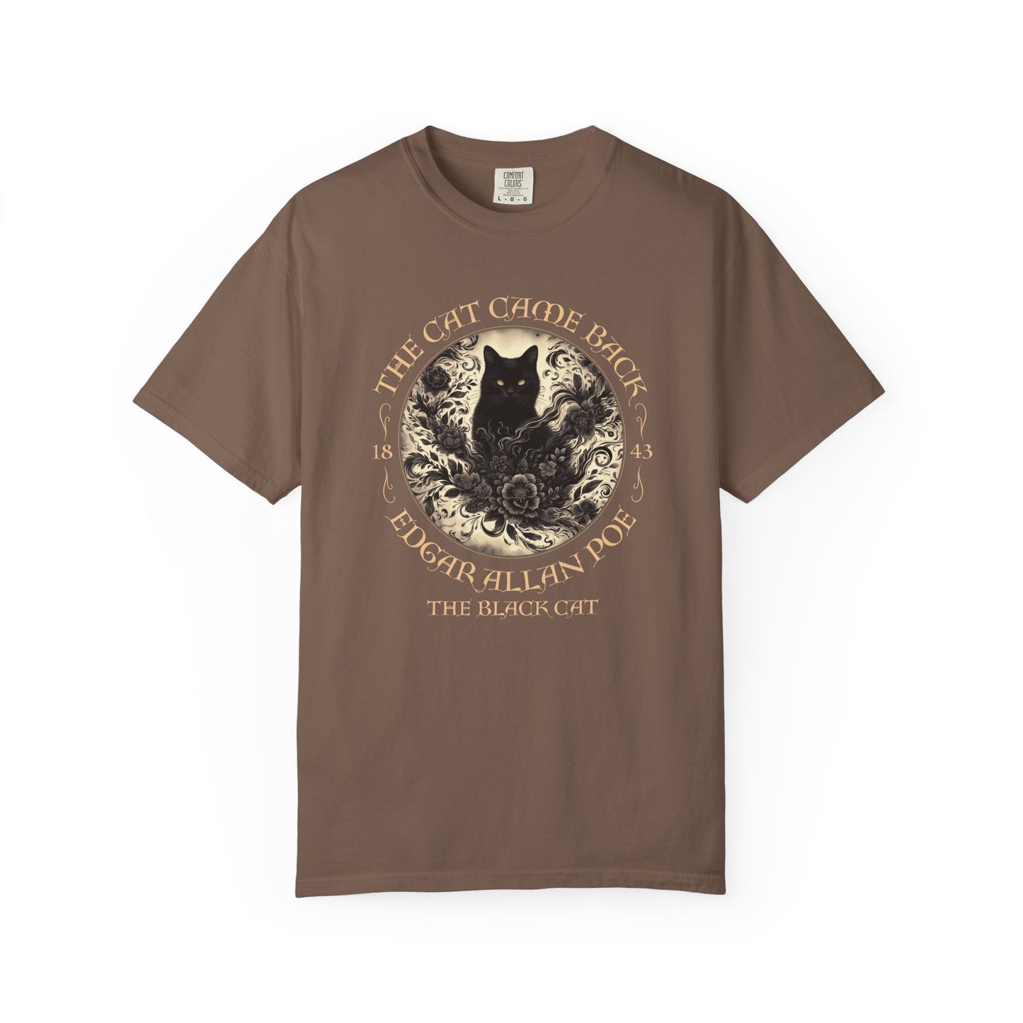 Gothic Cat TShirt Edgar Allan Poe The Black Cat Dark Academia Cottagecore Aesthetic Book Lover Gift Haunting Apparel Halloween Fall Tee T-Shirt Printify Espresso S
