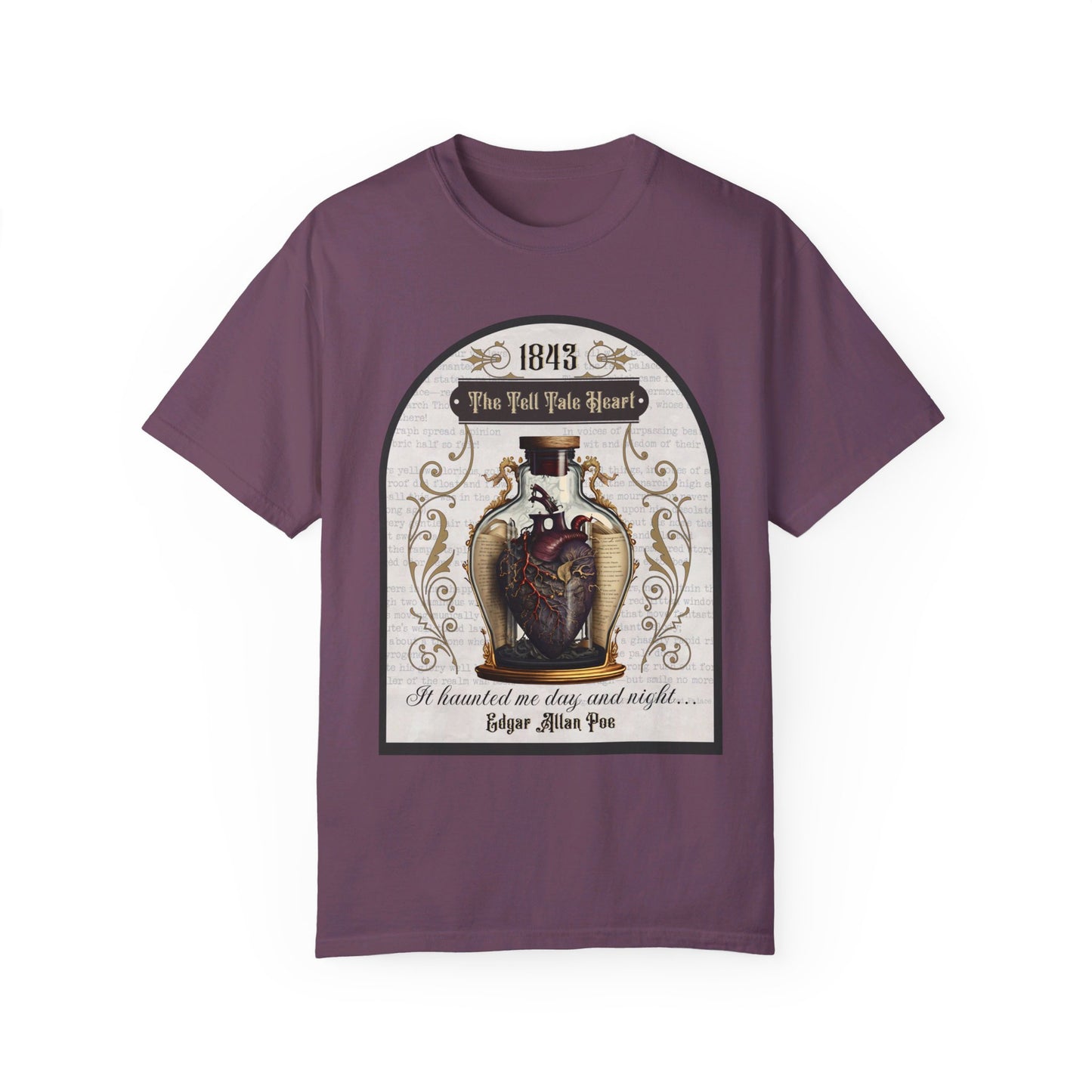 Edgar Allan Poe Shirt, The Tell Tale Heart Tee, Book, Reading Lover Shirt, Halloween, Gothic, Light Academia Gifts, Comfort Colours TShirt T-Shirt Printify Berry S