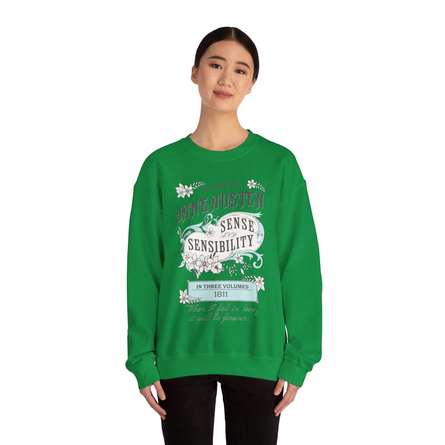 Jane Austen Sweatshirt, Sense & Sensibility Historical Romance Sweater, Bookish Literary Jane Austen Fan Art Gift, Gift for Her, Readers, Sweatshirt Printify