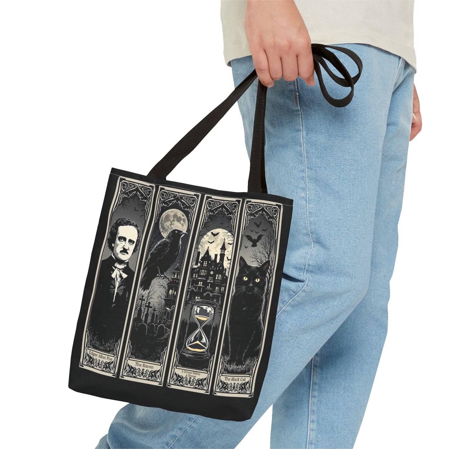 Edgar Allan Poe Tote Bag Gothic Literary Gift for Book Lover Dark Academia Macabre Accessory Halloween Tote Fall School Bag for Poetember Bags Printify