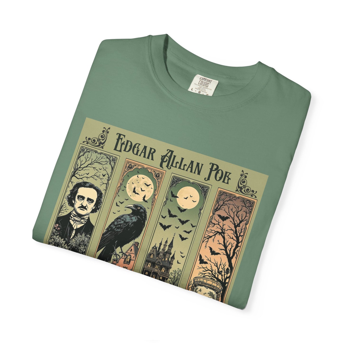 Edgar Allan Poe T-Shirt Gothic Graphic Tee The Raven Nevermore Quote Horror Literature Shirt Dark Academia Aesthetic Halloween Party Gift