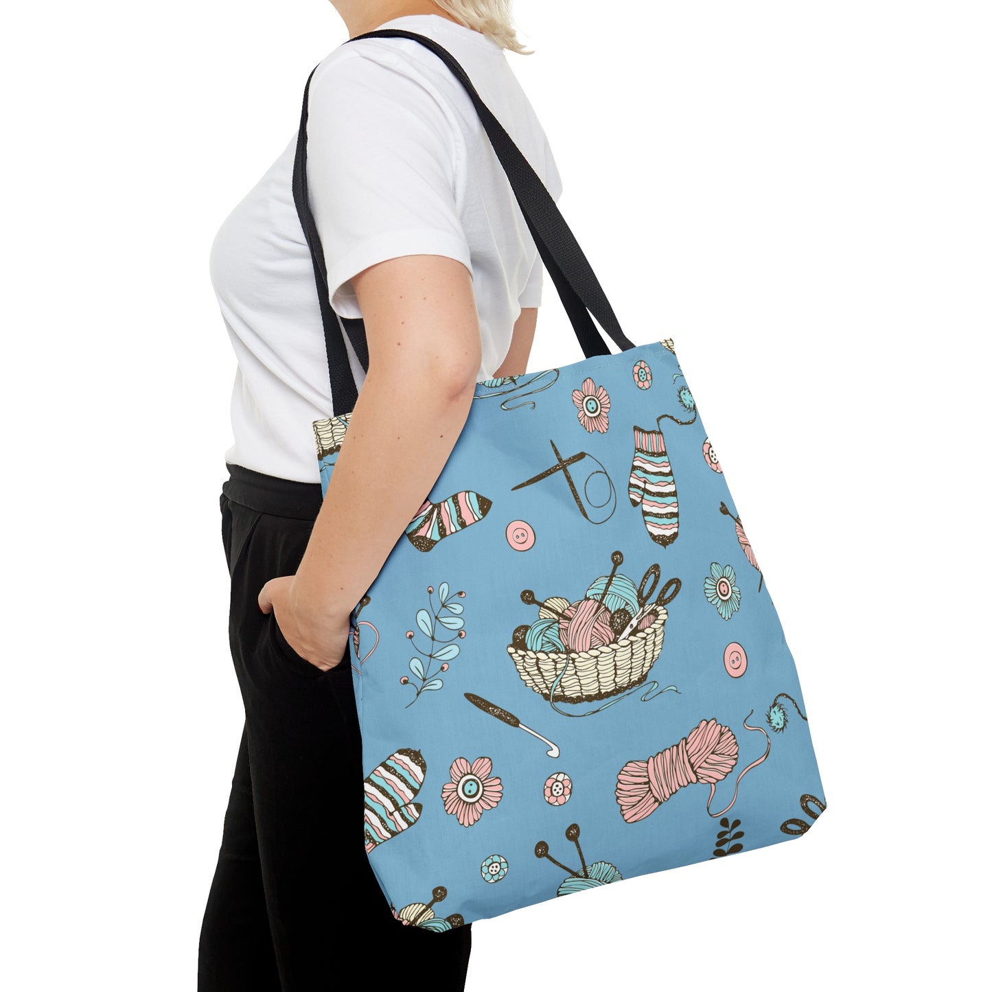 Craft, Crochet or Knitting Tote Bag, Yarn Storage Shoulder Bags, Gift for Knitter, Crafter, Grocery Shopping, School, Resusable, Travel Bag Bags Printify