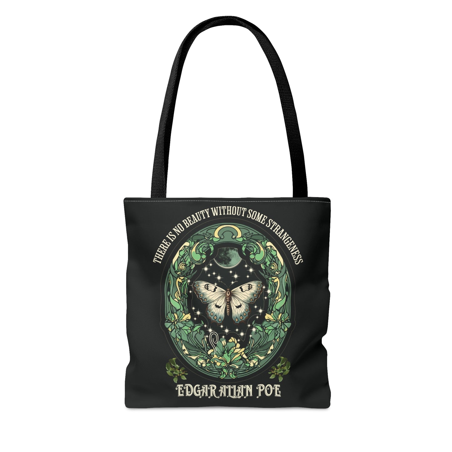 Edgar Allan Poe Tote Bag, Night Garden Botanical Shoulder Bag, Book, Library, Grocery, Travel Bag, Dark Academia, Bookish, Bookclub Gift, Bags Printify