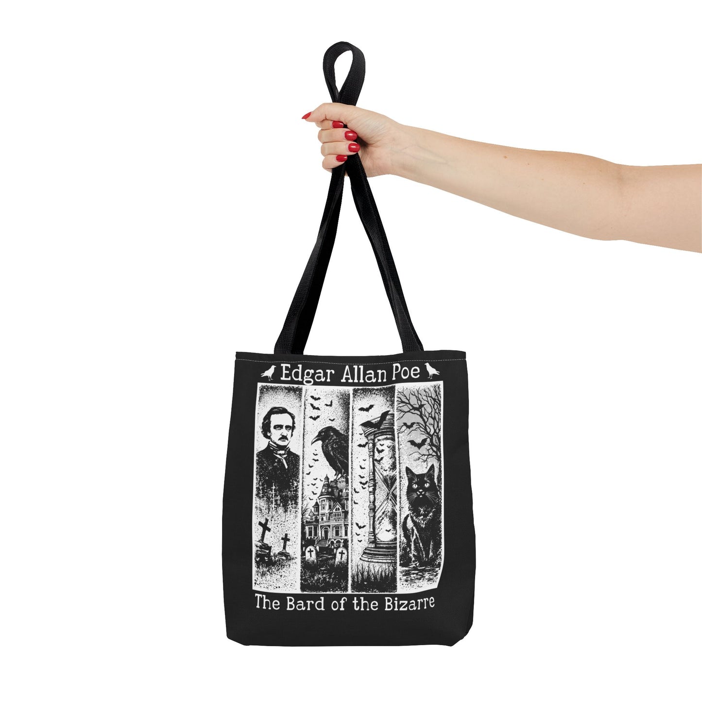 Edgar Allan Poe Tote Bag Gothic Literary Gift for Book Lover Dark Academia Macabre Accessory Halloween Tote Fall School Bag for Poetember Bags Printify