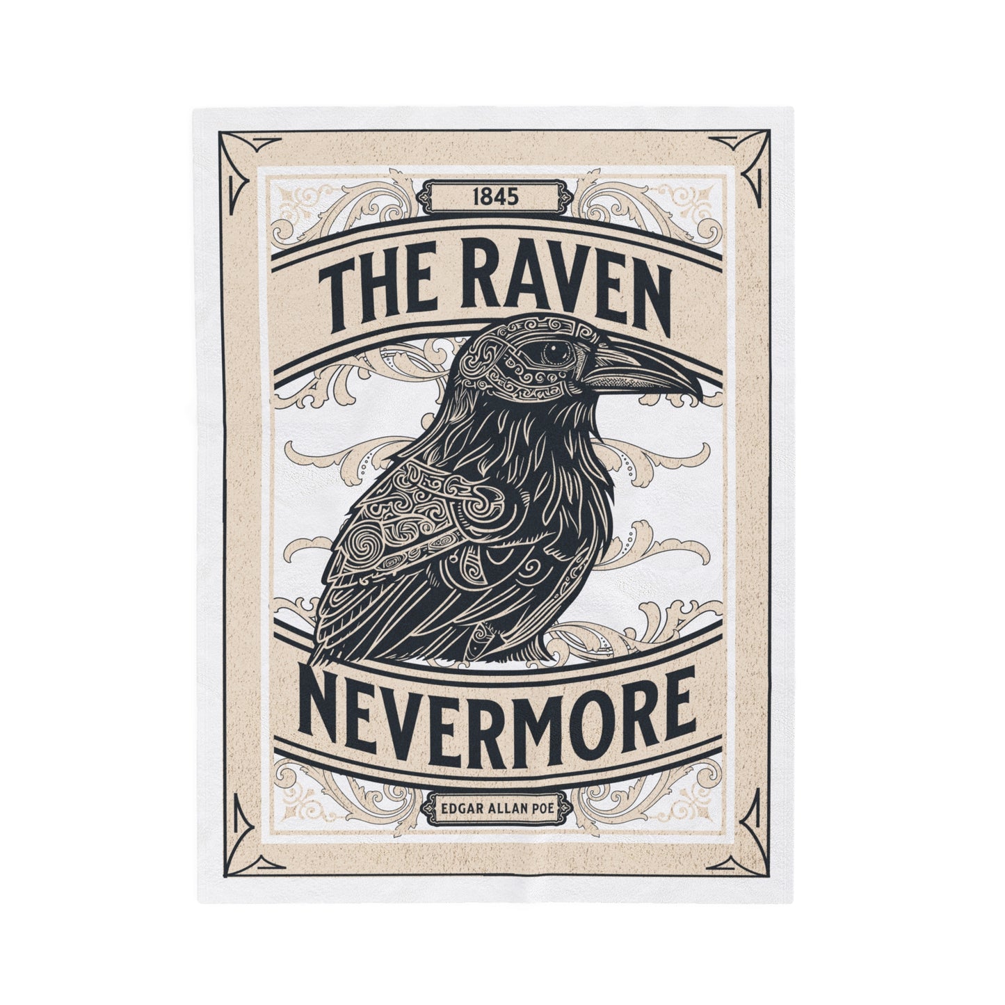 Edgar Allan Poe, Nevermore The Raven Throw Blanket, Book Lover Reading Blanket, Gothic Light, Dark Academia, Horror Movie Watching Blanket All Over Prints Printify 30" × 40"