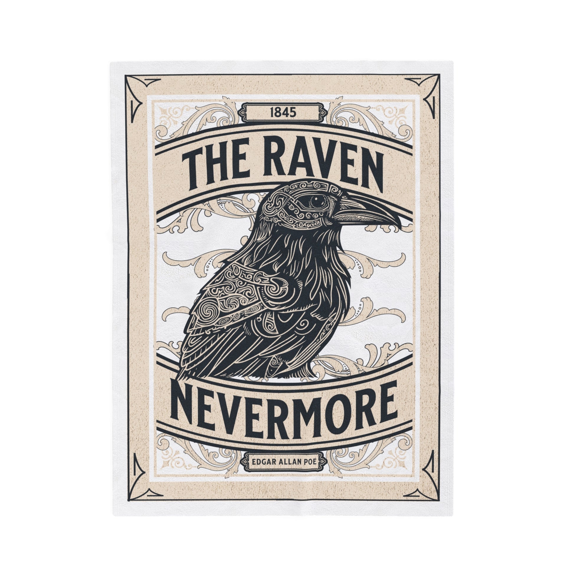 Edgar Allan Poe, Nevermore The Raven Throw Blanket, Book Lover Reading Blanket, Gothic Light, Dark Academia, Horror Movie Watching Blanket All Over Prints Printify 30" × 40"