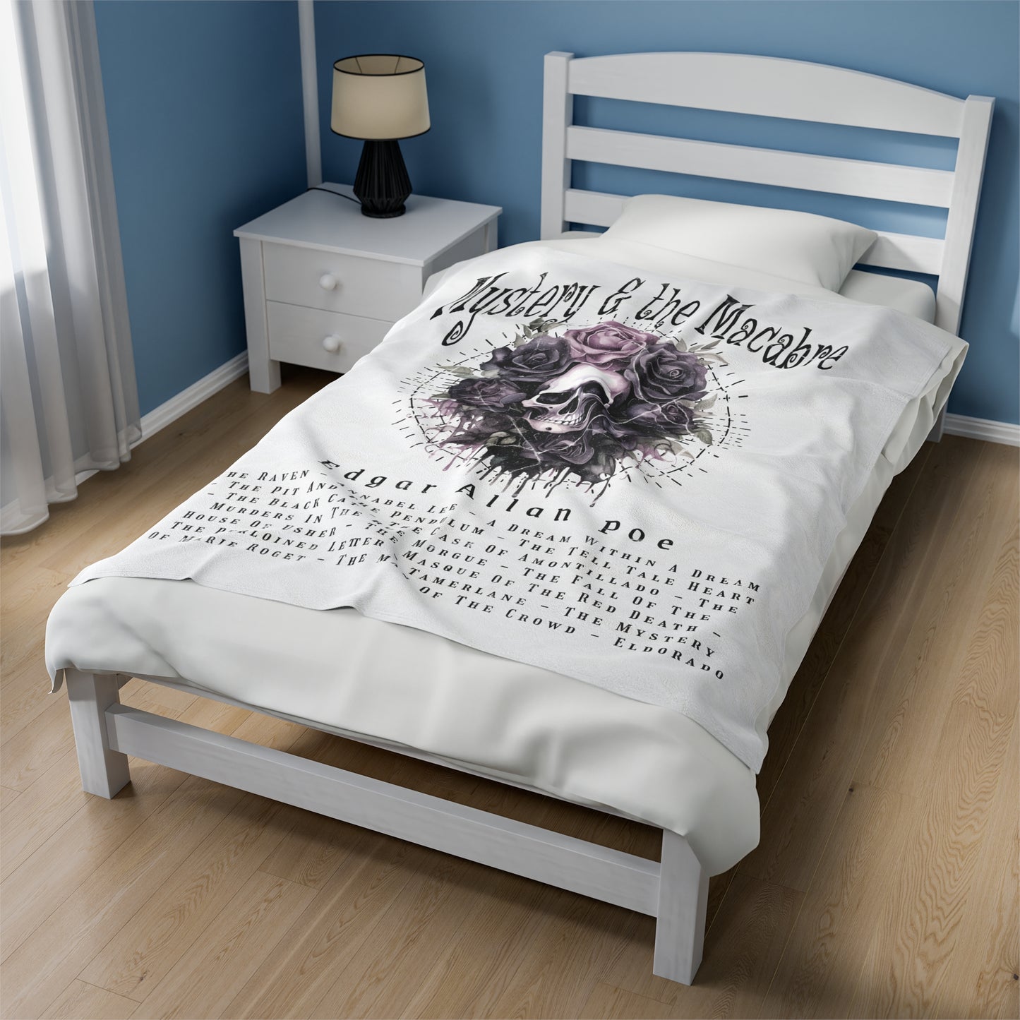 Edgar Allan Poe, Mystery & The Macbre Throw Blanket, Book Lover Reading Blanket, Gothic, Light, Dark Academia, Horror Movie Watching Blanket All Over Prints Printify