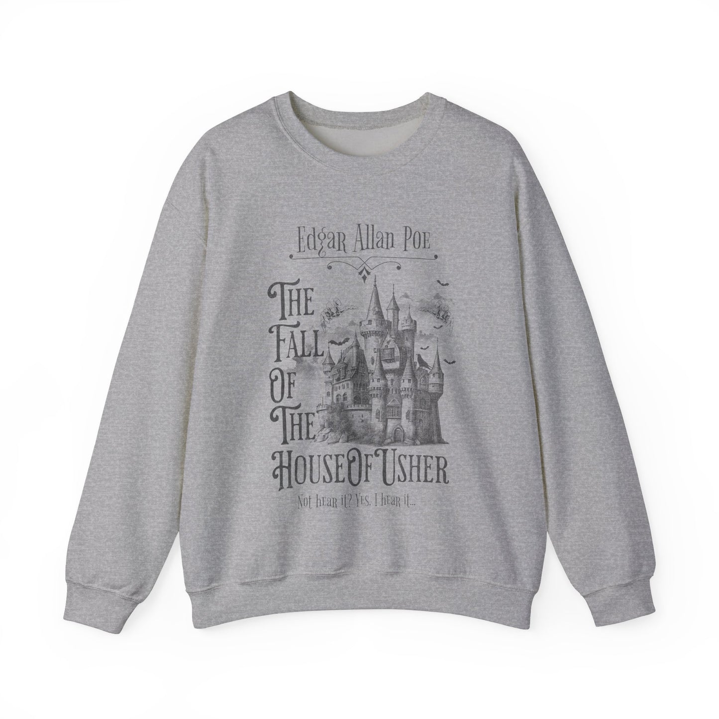 Edgar Allan Poe Sweatshirt Fall Of The House Of Usher Dark Academia Book Lover Gift Haunting Poetry Gothic Horror Merch Gift For Teacher Sweatshirt Printify S Sport Grey