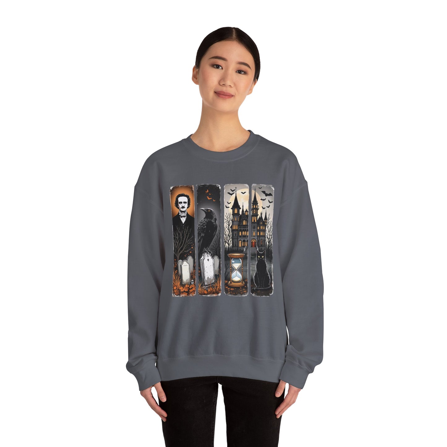 Edgar Allan Poe Sweatshirt The Raven Nevermore Gothic Horror Sweater Dark Academia Macabre Halloween Gift for Book Lovers Birthday Christmas