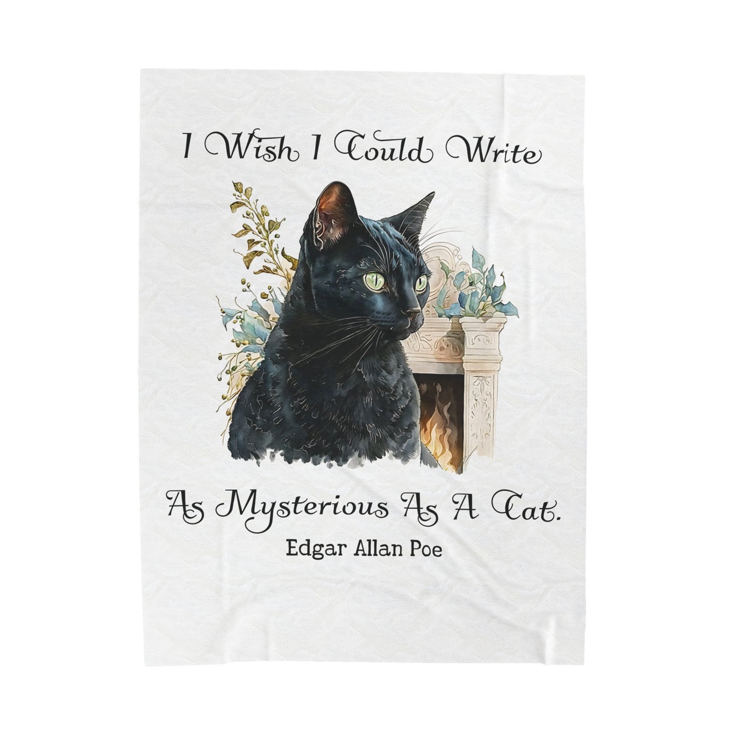 Edgar Allan Poe, The Black Cat Throw Blanket, Soft Book Lover Reading Blanket, Gothic Dark Academia, Horror Movie Watching Plush, Fairycore All Over Prints Printify 60" × 80"