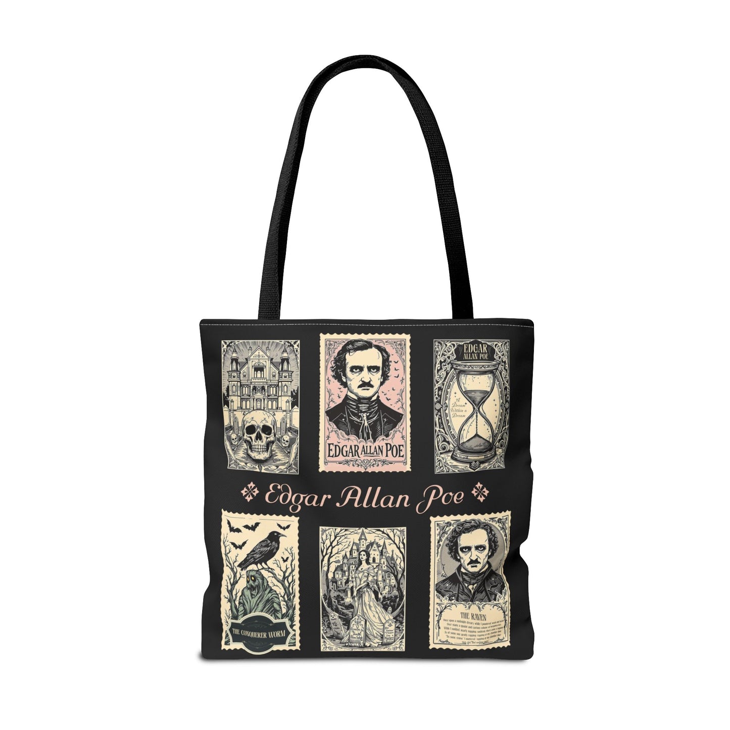 Edgar Allan Poe Tote Bag Gothic Literary Gift for Book Lover Dark Academia Macabre Accessory Halloween Tote Fall School Bag for Poetember Bags Printify