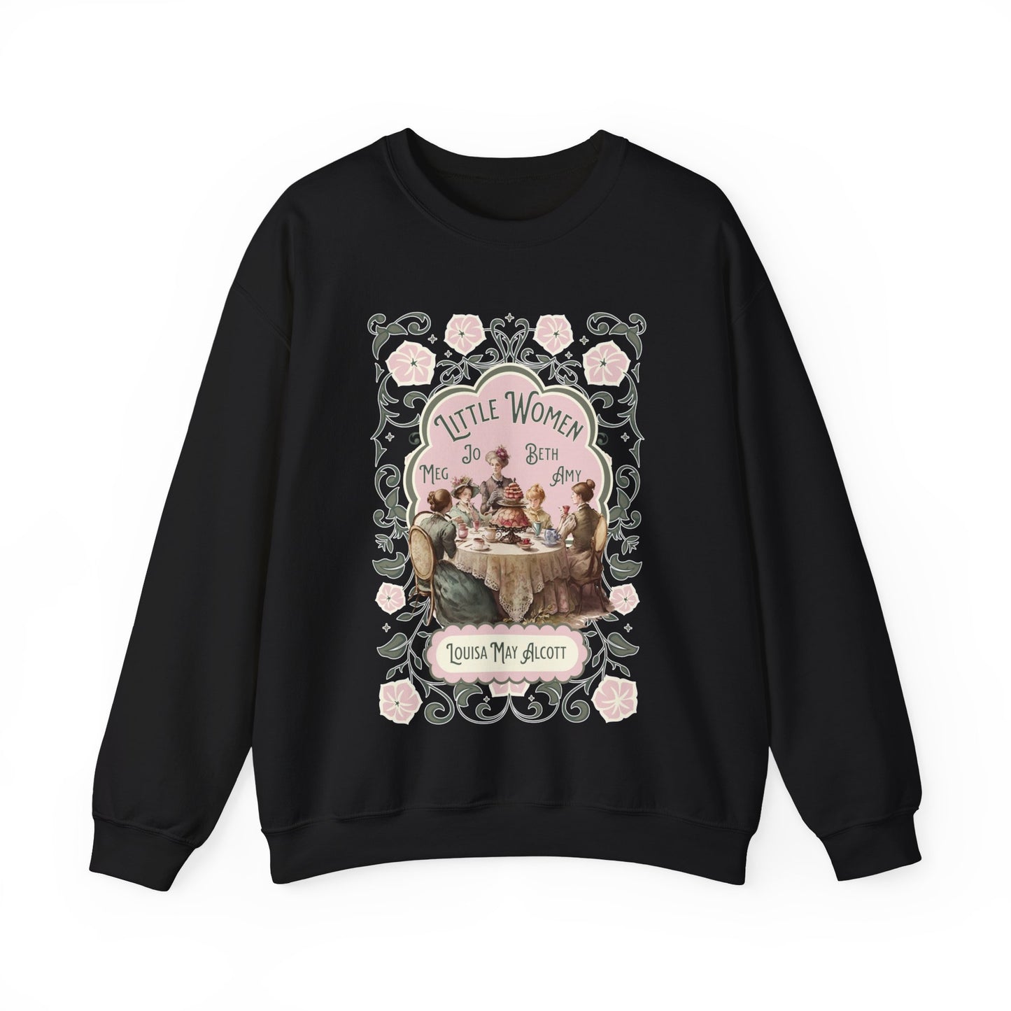 Little Women Sweatshirt, Louisa May Alcott Historical Romance Sweater, Bookish Literary Fan Art Gift, Gift for Her, Bookclub Crewneck Shirt Sweatshirt Printify S Black