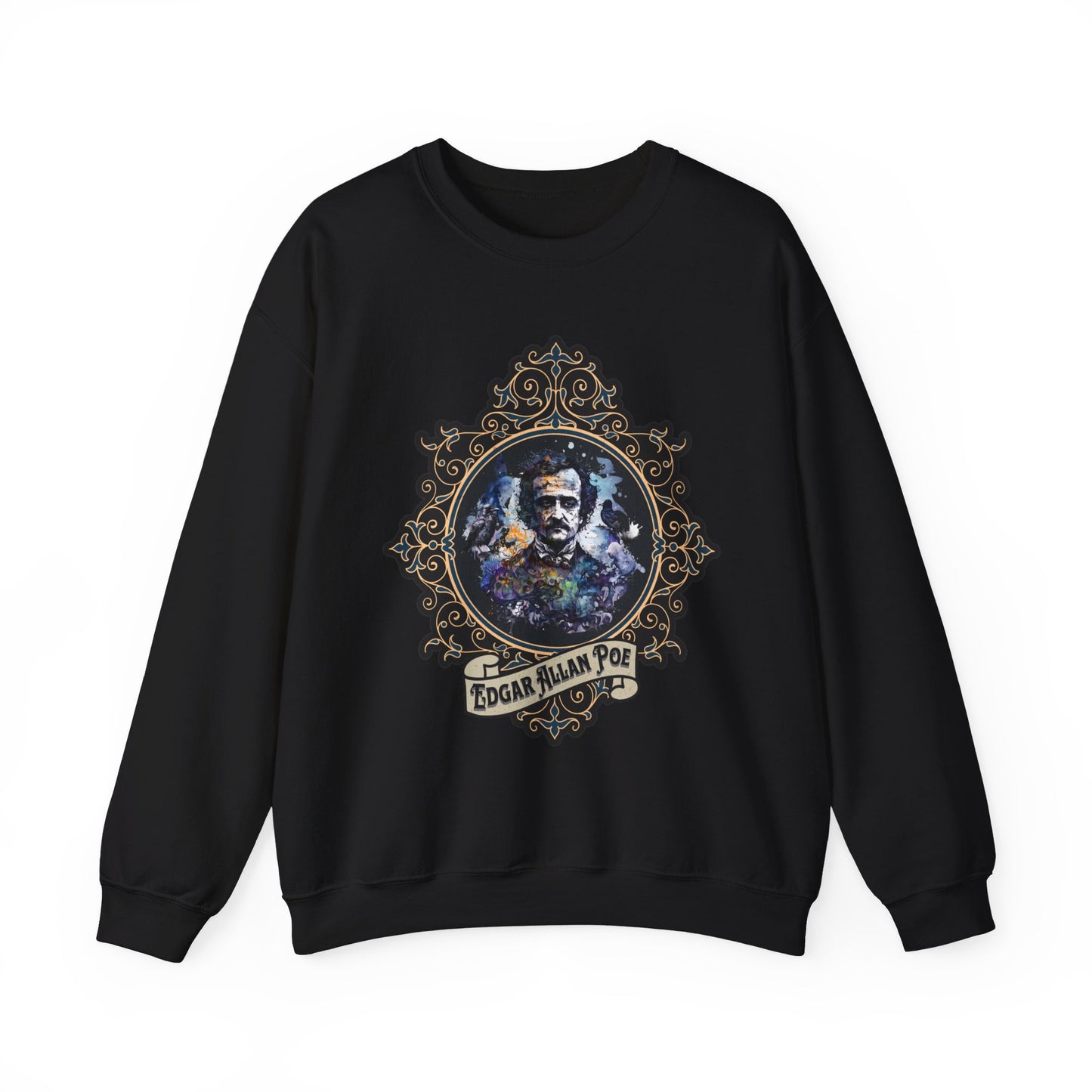 Edgar Allan Poe, Poet, Poetry Lover Sweatshirt, Book Lover, Halloween, Haunting Gothic Gift, Light, Dark Academia, Horror Movie Sweater Sweatshirt Printify S Black