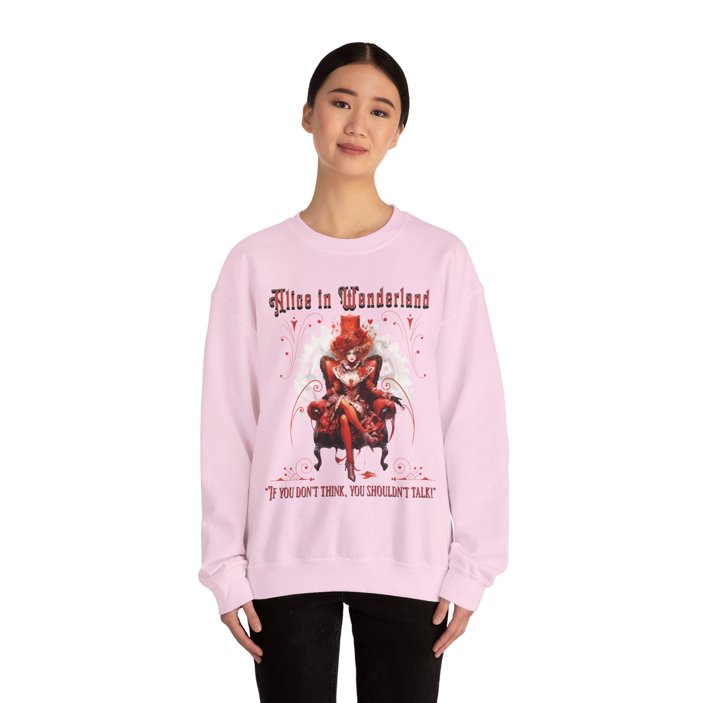 Queen of Hearts Sweatshirt, Alice In Wonderland Lewis Carroll Whimsigoth Academia Sweater Mad Hatter Tea Party Tee Bookish Booktok Gift Sweatshirt Printify