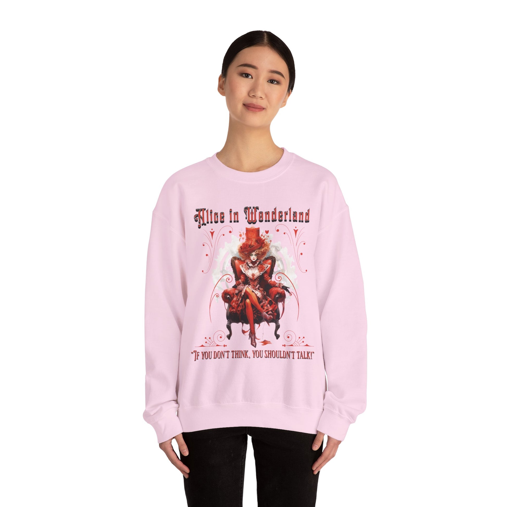 Queen of Hearts Sweatshirt, Alice In Wonderland Lewis Carroll Whimsigoth Academia Sweater Mad Hatter Tea Party Tee Bookish Booktok Gift Sweatshirt Printify