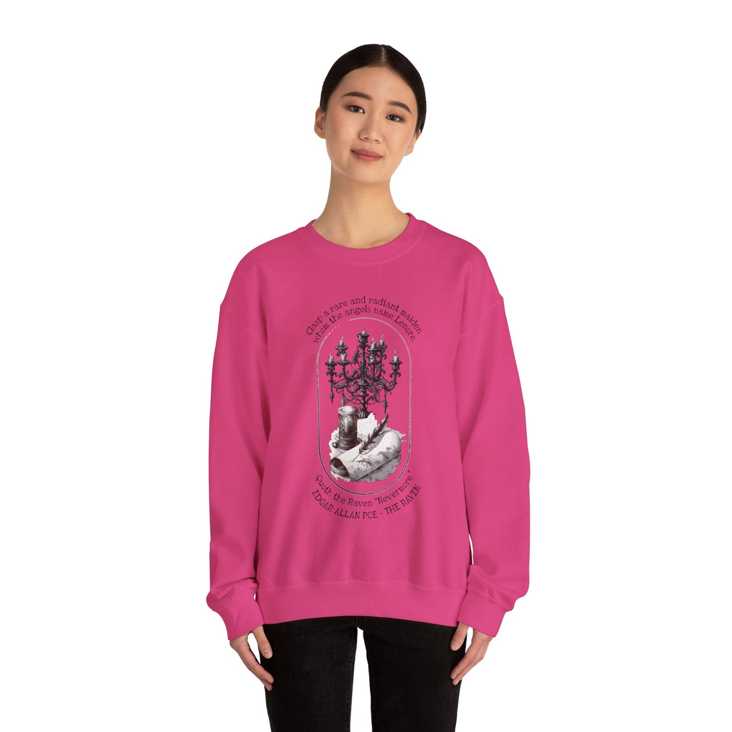 Edgar Allan Poe, Nevermore The Raven Sweatshirt, Book Lover, Halloween, Haunting Gothic Gift, Light, Dark Academia, Horror Movie Sweater Sweatshirt Printify