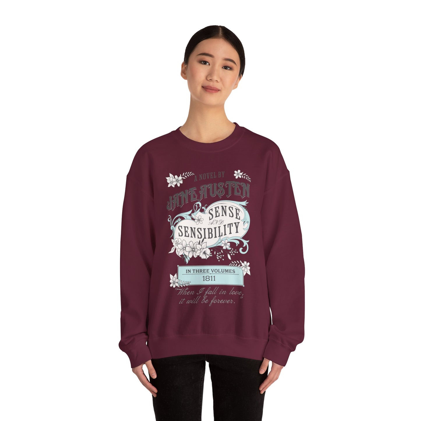 Jane Austen Sweatshirt, Sense & Sensibility Historical Romance Sweater, Bookish Literary Jane Austen Fan Art Gift, Gift for Her, Readers, Sweatshirt Printify