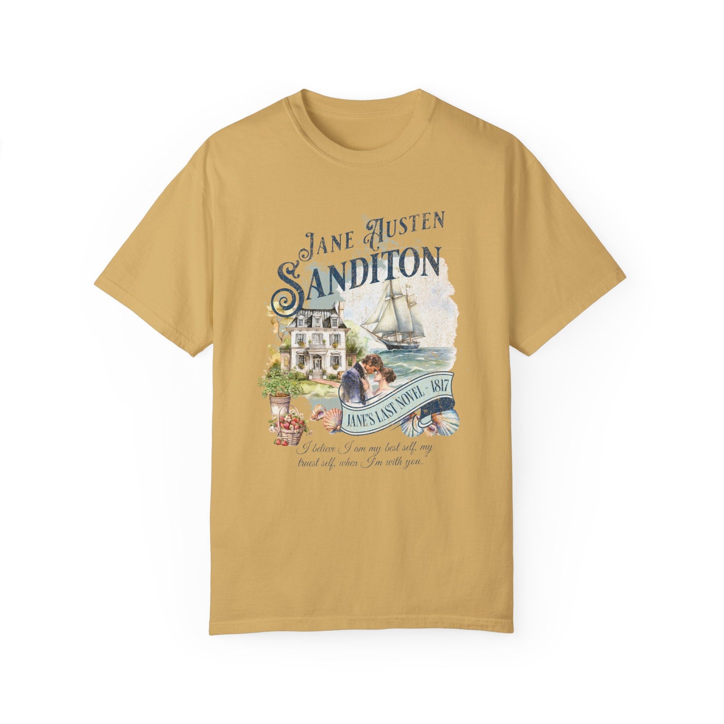 Sanditon Jane Austen Fan T-Shirt Historical Romance Reader Gift T-Shirt Printify Mustard S
