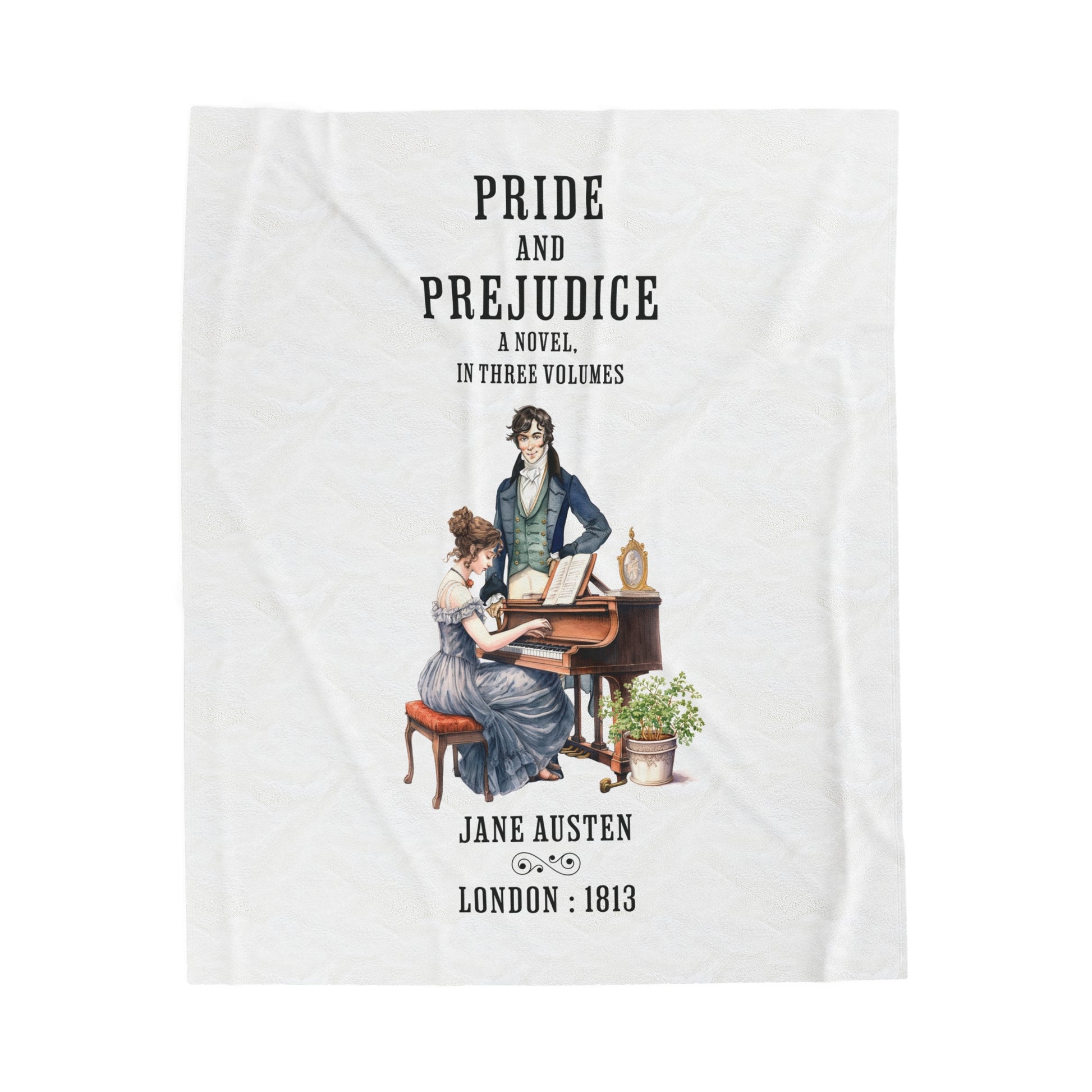 Jane Austen Plush Throw Blanket, Pride And Prejudice Historical Romance Gift, Bookish Literary Jane Austen Fan Art, Gift for Her, Bookclub All Over Prints Printify 50" × 60"