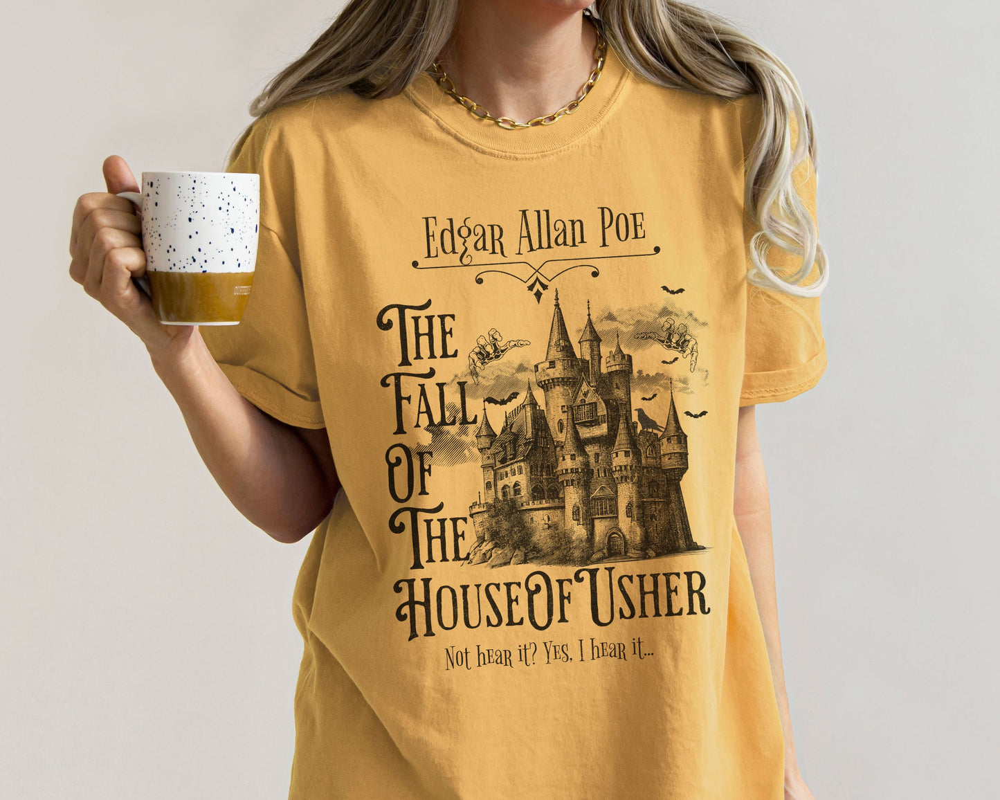 Edgar Allan Poe Shirt, The Fall of the House of Usher Tee, Book Lover Shirt, Halloween, Fall, Gothic, Light Academia, Comfort Colours TShirt T-Shirt Printify