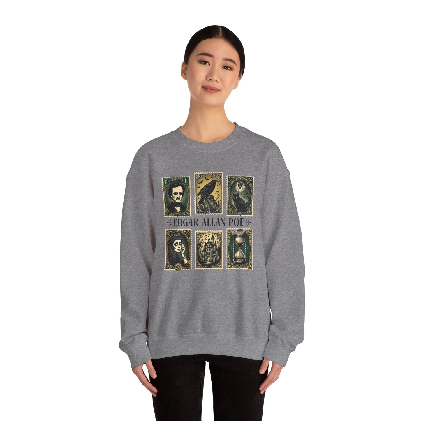 Edgar Allan Poe Sweatshirt The Raven Nevermore Gothic Horror Sweater Dark Academia Macabre Halloween Gift for Book Lovers Birthday Christmas