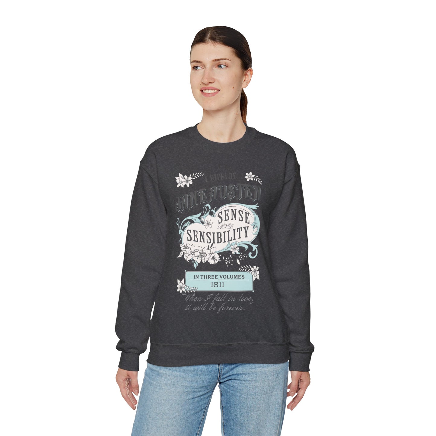 Jane Austen Sweatshirt, Sense & Sensibility Historical Romance Sweater, Bookish Literary Jane Austen Fan Art Gift, Gift for Her, Readers, Sweatshirt Printify